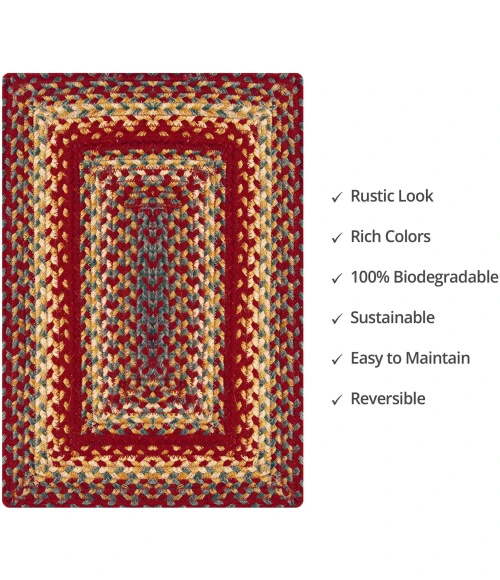 Homespice Decor Jute Braided Accessories Cider Barn Red 240052PS 13 in. X 19 in. Set of 4 Oval Rug