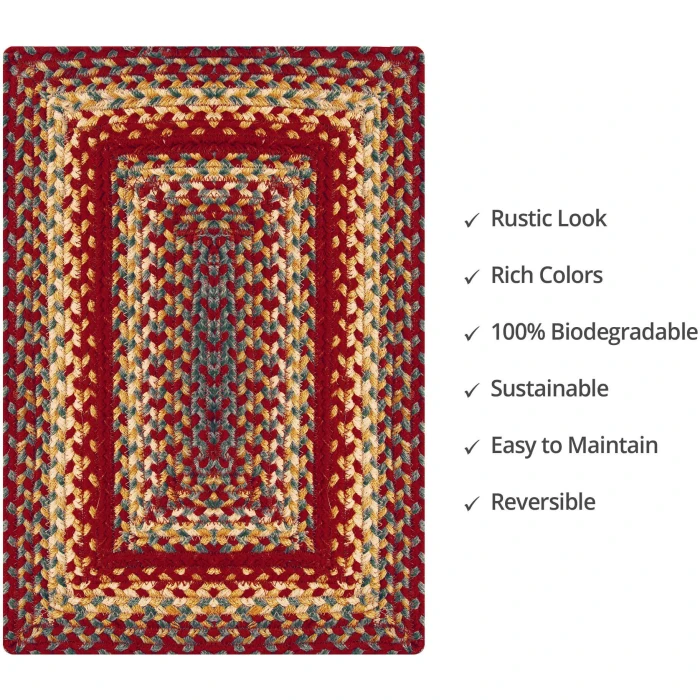 Homespice Decor Jute Braided Accessories Cider Barn Red 240052PS 13 in. X 19 in. Set of 4 Oval Rug
