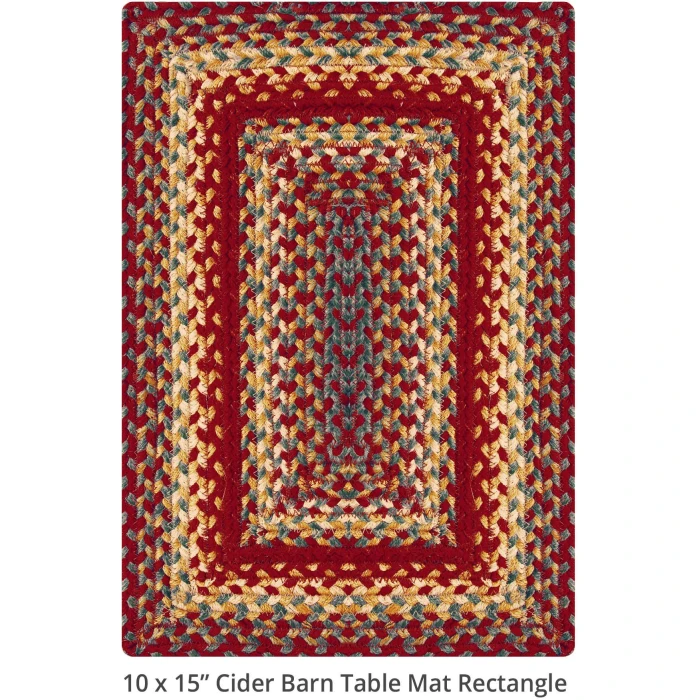 Homespice Decor Jute Braided Accessories Cider Barn Red 240052PS 13 in. X 19 in. Set of 4 Oval Rug
