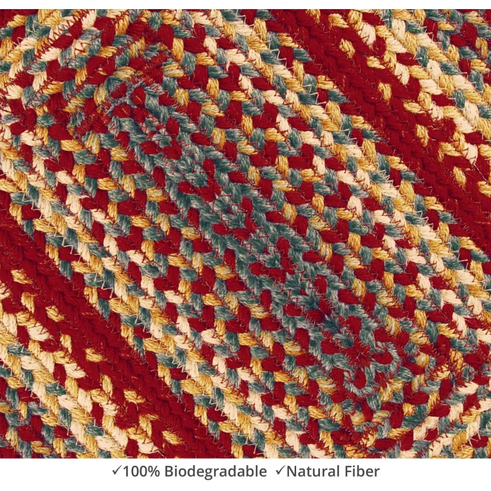 Homespice Decor Jute Braided Accessories Cider Barn Red 240052PS 13 in. X 19 in. Set of 4 Oval Rug