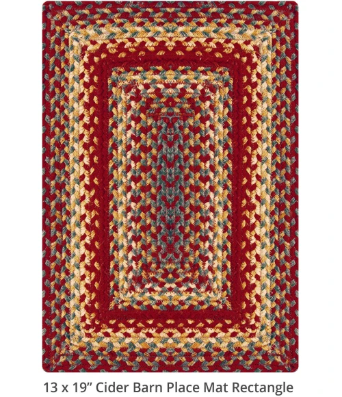 Homespice Decor Jute Braided Accessories Cider Barn Red 240089PS 10 in. X 15 in. Set of 4 Rect Rug