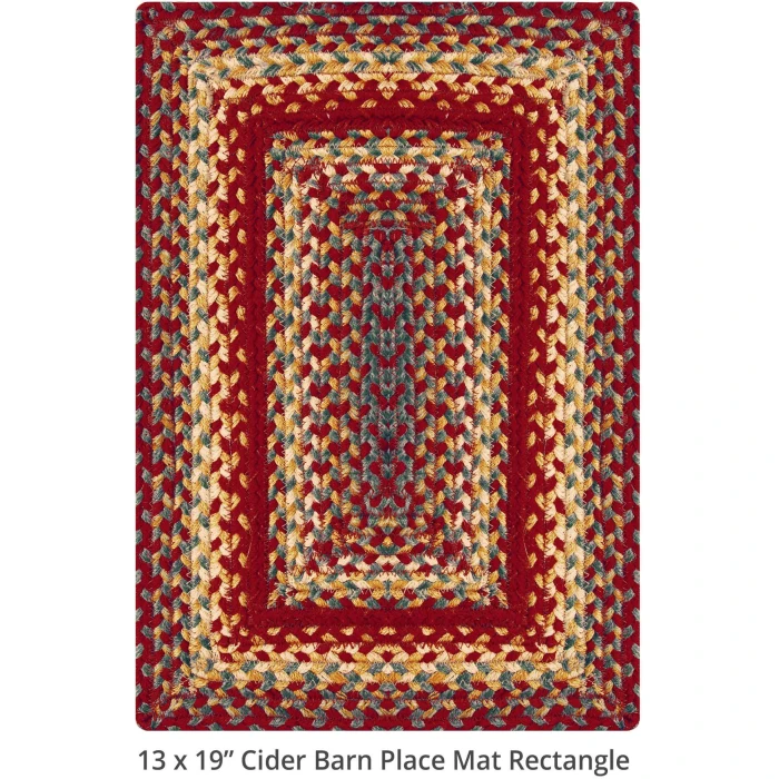 Homespice Decor Jute Braided Accessories Cider Barn Red 240068PS 13 in. X 19 in. Set of 4 Rect Rug