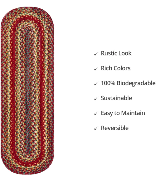 Homespice Decor Jute Braided Accessories Cider Barn Red 240128PS 8 in. X 28 in. Set of 13 Oval Rug