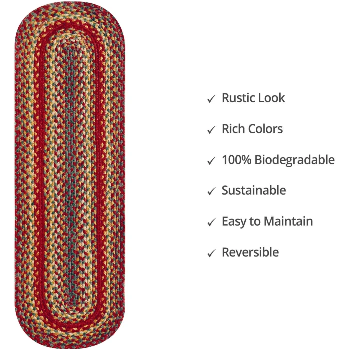 Homespice Decor Jute Braided Accessories Cider Barn Red 240096PS 8 in. X 28 in. Set of 2 Oval Rug