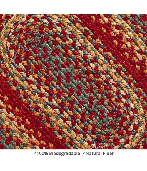 Homespice Decor Jute Braided Accessories Cider Barn Red 240128PS 8 in. X 28 in. Set of 13 Oval Rug