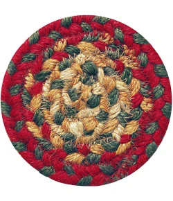 Homespice Decor Jute Braided Accessories Cider Barn Red 240004PS 4 in. Set of 6 Round Rug