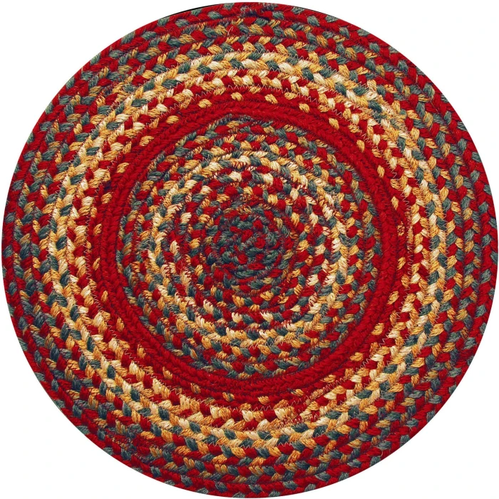 Homespice Decor Jute Braided Accessories Cider Barn Red 240168PS 15 in. Set of 6 Round Rug