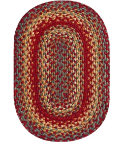 Homespice Decor Jute Braided Accessories Cider Barn Red 240052PS 13 in. X 19 in. Set of 4 Oval Rug