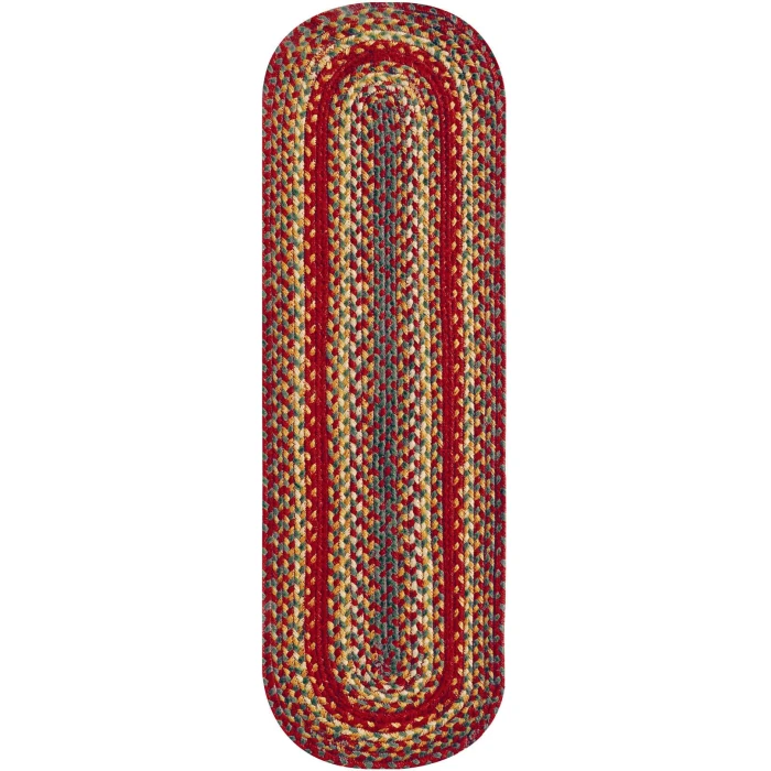 Homespice Decor Jute Braided Accessories Cider Barn Red 240096PS 8 in. X 28 in. Set of 2 Oval Rug