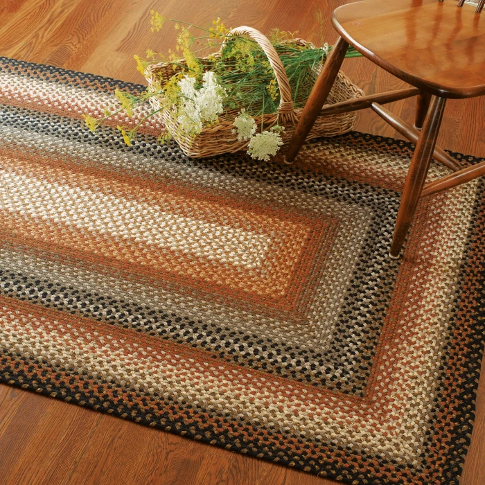 Homespice Decor Cotton Braided Cocoa Bean Black 403216 4 ft. X 6 ft. Oval Rug