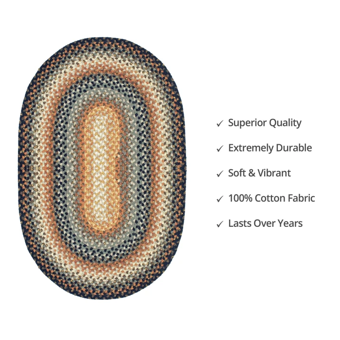 Homespice Decor Cotton Braided Cocoa Bean Black 403216 4 ft. X 6 ft. Oval Rug