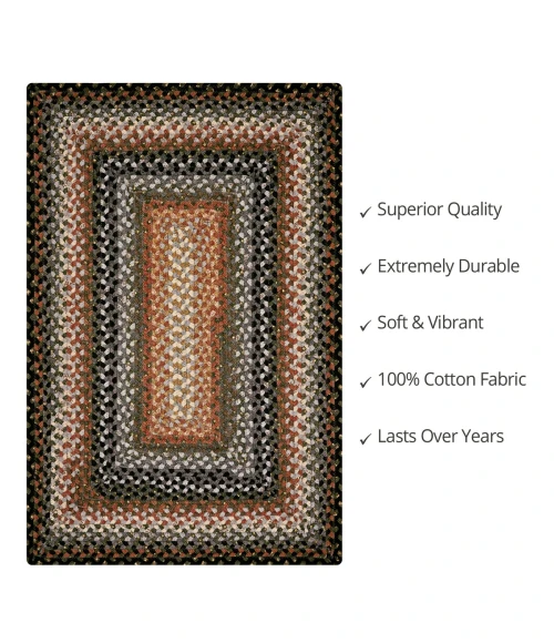 Homespice Decor Cotton Braided Cocoa Bean Black 413215 4 ft. X 6 ft. Rect Rug