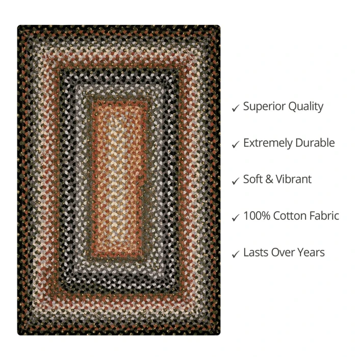 Homespice Decor Cotton Braided Cocoa Bean Black 416216 8 ft. X 10 ft. Rect Rug
