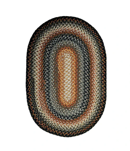 Homespice Decor Cotton Braided Cocoa Bean Black 453211 20 in. X 30 in. Oval Rug