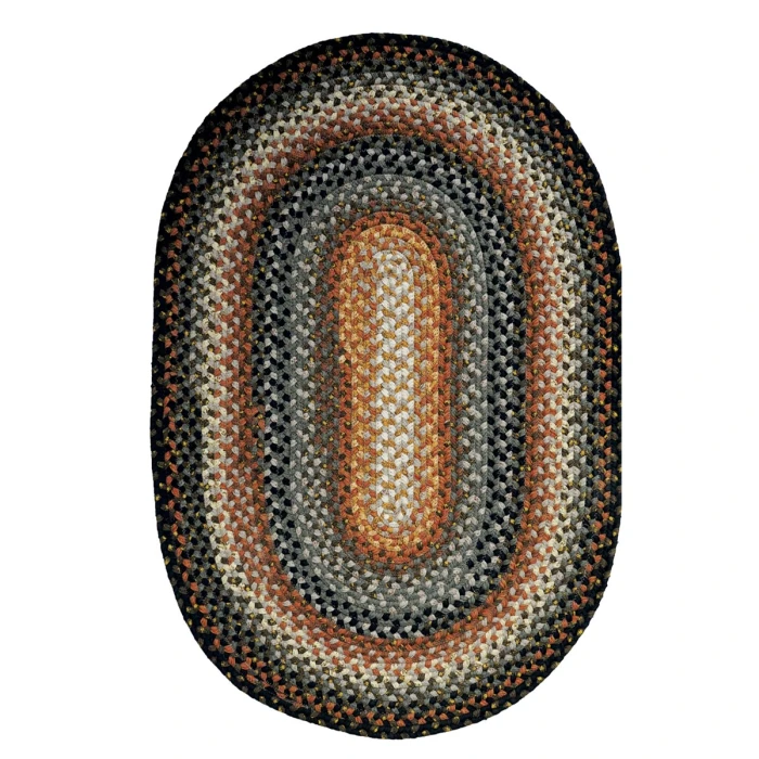 Homespice Decor Cotton Braided Cocoa Bean Black 453211 20 in. X 30 in. Oval Rug