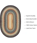 Homespice Decor Cotton Braided Cocoa Bean Black 404213 5 ft. X 8 ft. Oval Rug