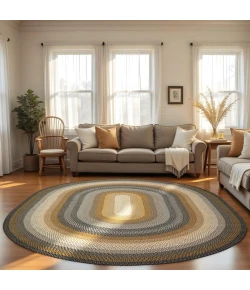 Homespice Decor Cotton Braided Cocoa Bean Black 404213 5 ft. X 8 ft. Oval Rug