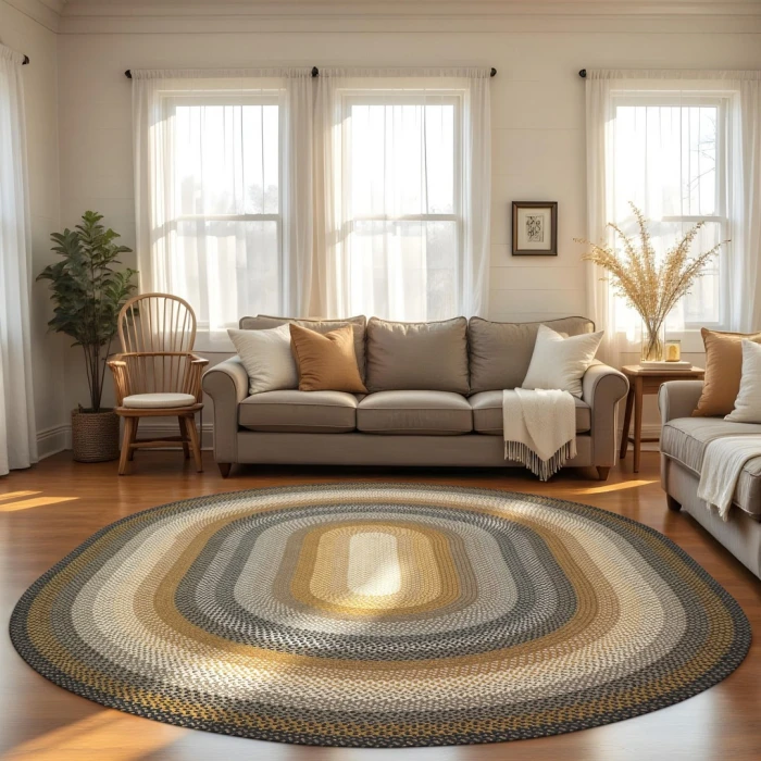 Homespice Decor Cotton Braided Cocoa Bean Black 404213 5 ft. X 8 ft. Oval Rug