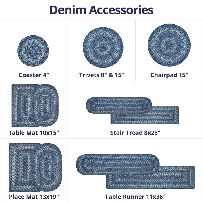Homespice Decor Jute Braided Denim Blue 505682 6 ft. X 9 ft. Oval Rug