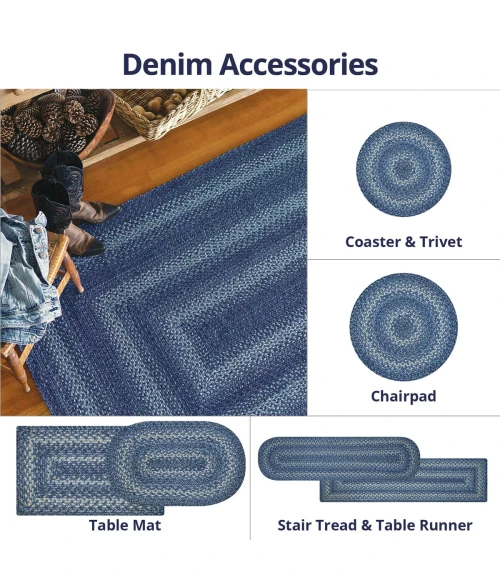 Homespice Decor Jute Braided Denim Blue 505682 6 ft. X 9 ft. Oval Rug