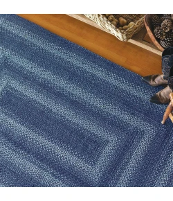 Homespice Decor Jute Braided Denim Blue 503688 4 ft. X 6 ft. Oval Rug