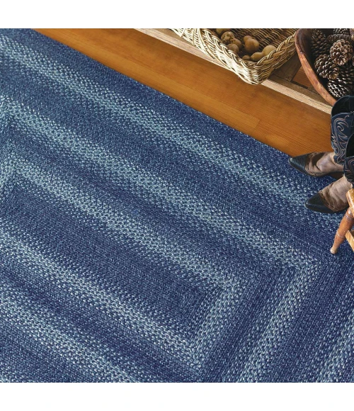 Homespice Decor Jute Braided Denim Blue 504685 5 ft. X 8 ft. Oval Rug