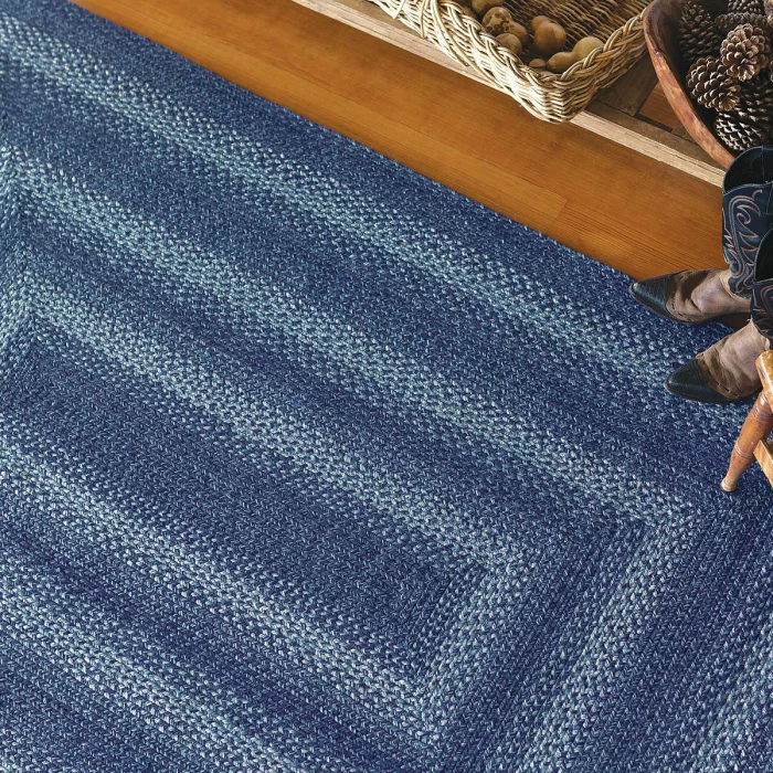 Homespice Decor Jute Braided Denim Blue 506689 8 ft. X 10 ft. Oval Rug