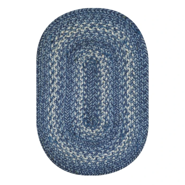 Homespice Decor Jute Braided Denim Blue 502681 27 in. X 45 in. Oval Rug