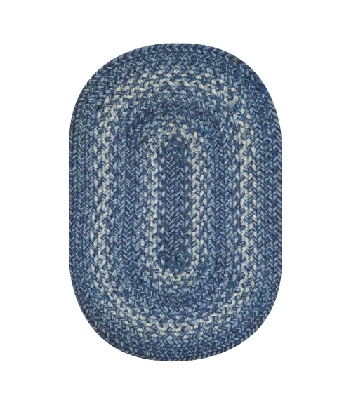 Homespice Decor Jute Braided Denim Blue 504685 5 ft. X 8 ft. Oval Rug