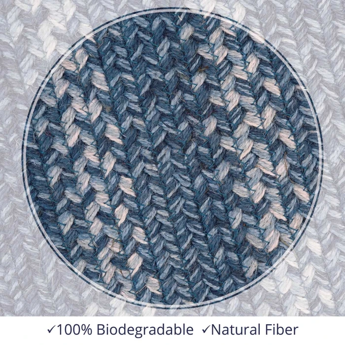 Homespice Decor Jute Braided Denim Blue 502681 27 in. X 45 in. Oval Rug