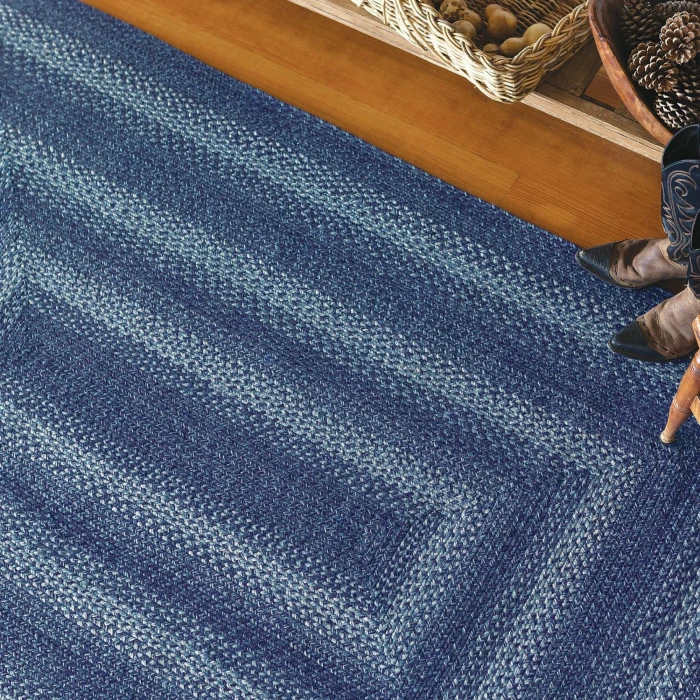 Homespice Decor Jute Braided Denim Blue 511683 20 in. X 30 in. Rect Rug