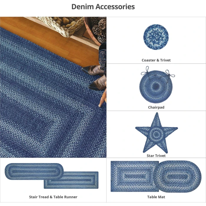 Homespice Decor Jute Braided Denim Blue 510686 2 ft. X 3 ft. Rect Rug