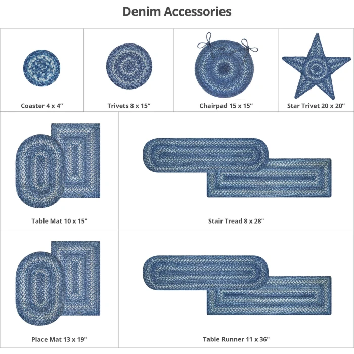 Homespice Decor Jute Braided Denim Blue 511683 20 in. X 30 in. Rect Rug