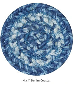Homespice Decor Jute Braided Accessories Denim Blue 240008PS 4 in. Set of 6 Round Rug