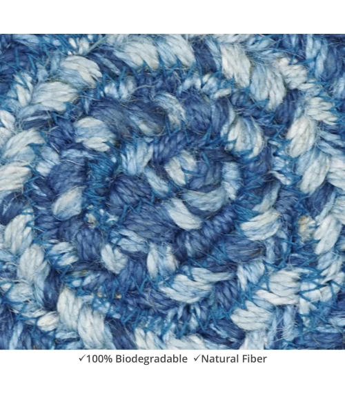 Homespice Decor Jute Braided Accessories Denim Blue 240008PS 4 in. Set of 6 Round Rug