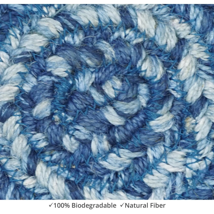 Homespice Decor Jute Braided Accessories Denim Blue 240008PS 4 in. Set of 6 Round Rug