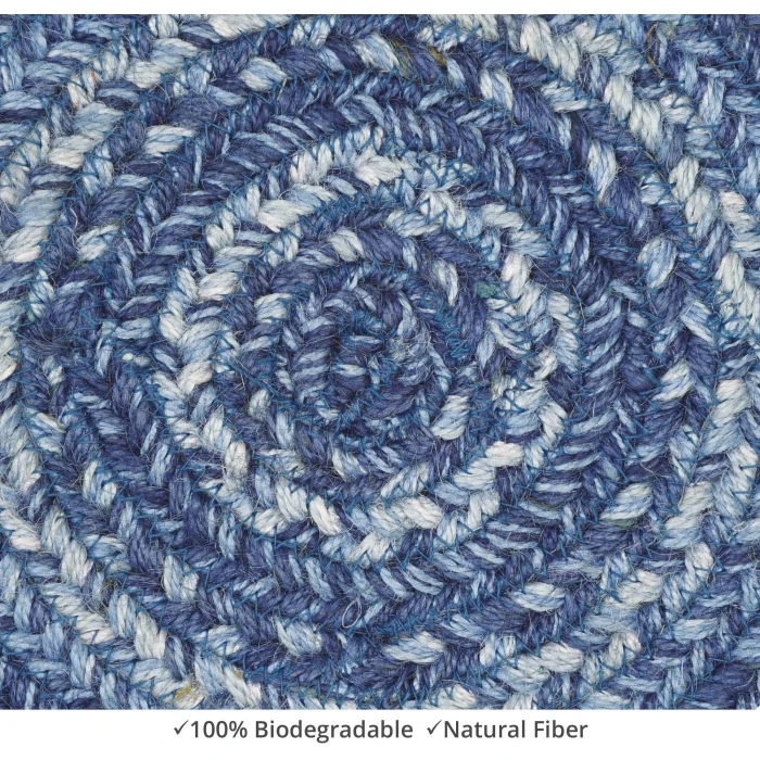 Homespice Decor Jute Braided Accessories Denim Blue 240024PS 8 in. Set of 3 Round Rug