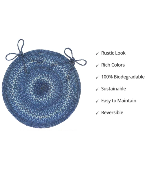 Homespice Decor Jute Braided Accessories Denim Blue 240042PS 15 in. Set of 2 Round Rug