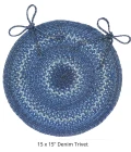 Homespice Decor Jute Braided Accessories Denim Blue 240042PS 15 in. Set of 2 Round Rug
