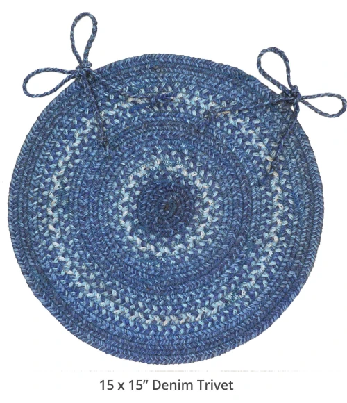 Homespice Decor Jute Braided Accessories Denim Blue 240042PS 15 in. Set of 2 Round Rug