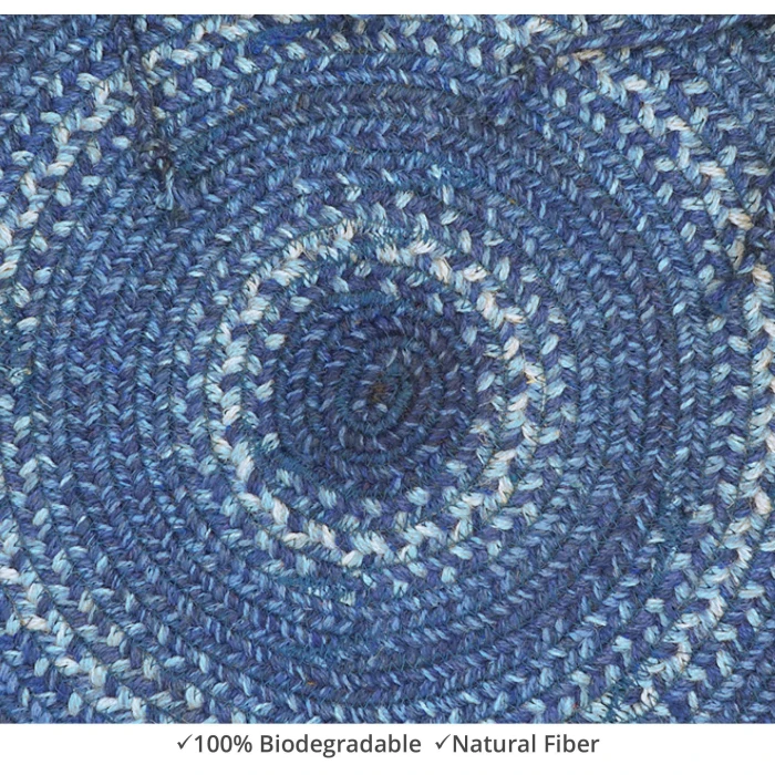Homespice Decor Jute Braided Accessories Denim Blue 240042PS 15 in. Set of 2 Round Rug