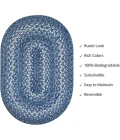Homespice Decor Jute Braided Accessories Denim Blue 240056PS 13 in. X 19 in. Set of 4 Oval Rug