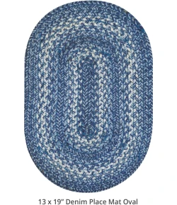 Homespice Decor Jute Braided Accessories Denim Blue 240056PS 13 in. X 19 in. Set of 4 Oval Rug