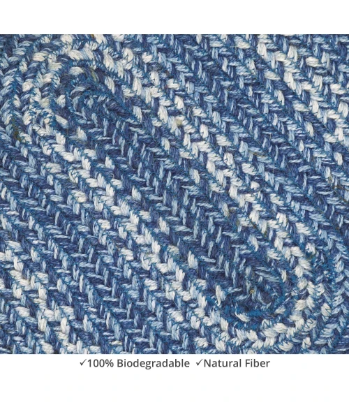 Homespice Decor Jute Braided Accessories Denim Blue 240056PS 13 in. X 19 in. Set of 4 Oval Rug