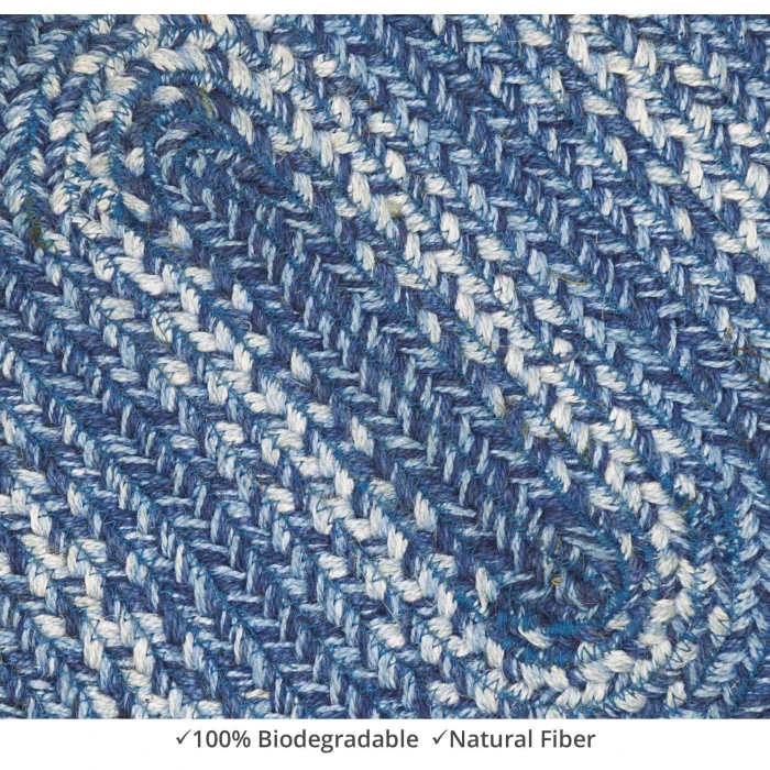 Homespice Decor Jute Braided Accessories Denim Blue 240056PS 13 in. X 19 in. Set of 4 Oval Rug