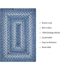 Homespice Decor Jute Braided Accessories Denim Blue 240091PS 10 in. X 15 in. Set of 4 Rect Rug