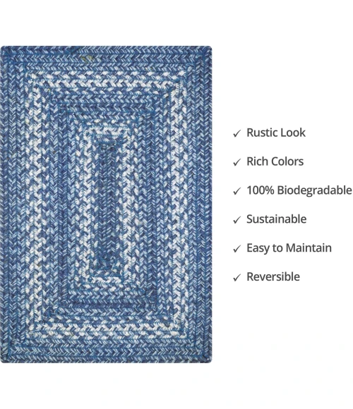 Homespice Decor Jute Braided Accessories Denim Blue 240091PS 10 in. X 15 in. Set of 4 Rect Rug
