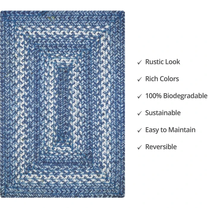 Homespice Decor Jute Braided Accessories Denim Blue 240091PS 10 in. X 15 in. Set of 4 Rect Rug