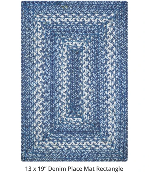 Homespice Decor Jute Braided Accessories Denim Blue 240091PS 10 in. X 15 in. Set of 4 Rect Rug