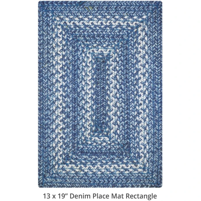 Homespice Decor Jute Braided Accessories Denim Blue 240091PS 10 in. X 15 in. Set of 4 Rect Rug